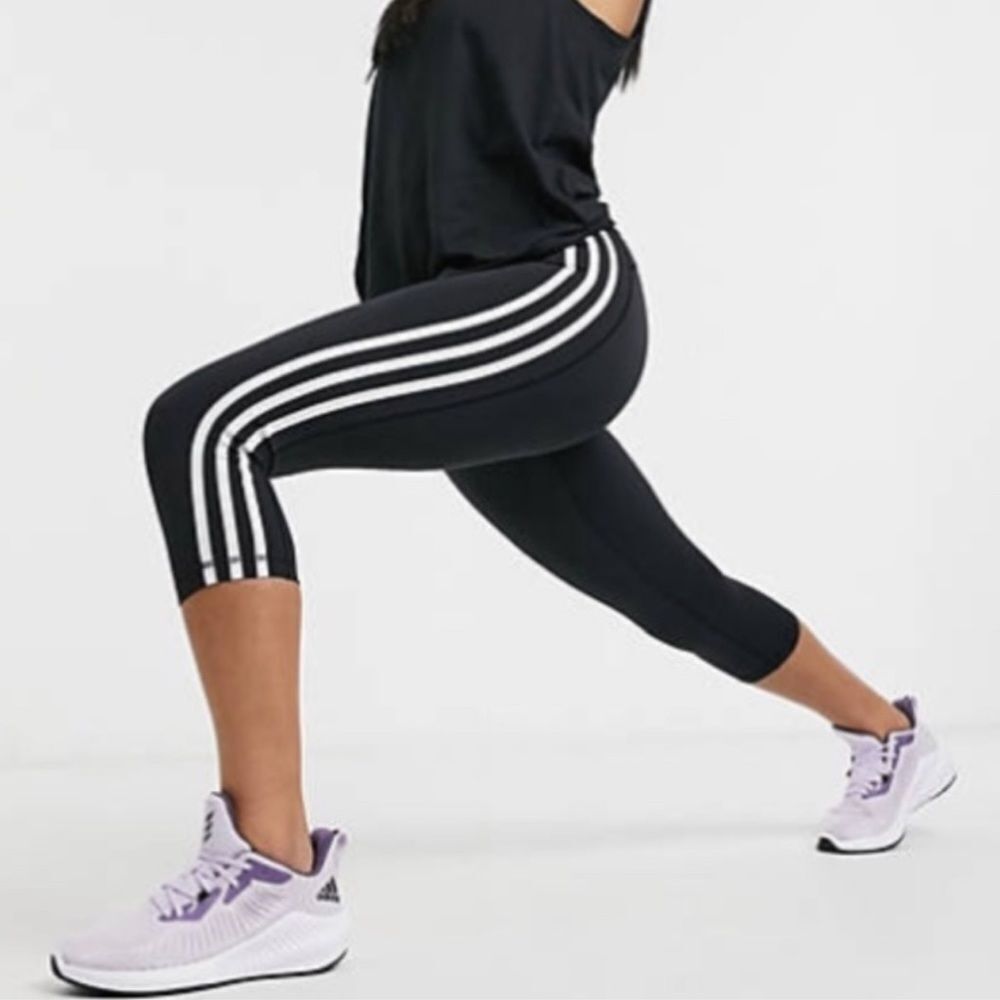 Adidas Mid Rise Standard Length 3 Stripe Leggings Sz XS